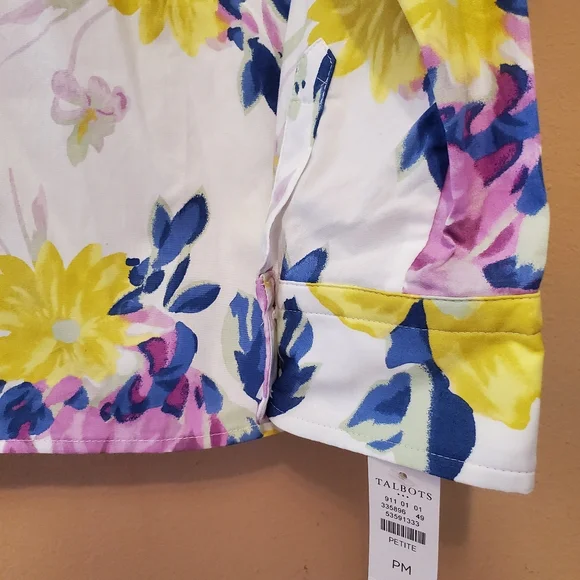 Talbots Classic Floral cotton shirt - pastels (lavender, yellow, blue) - Picture 5 of 10